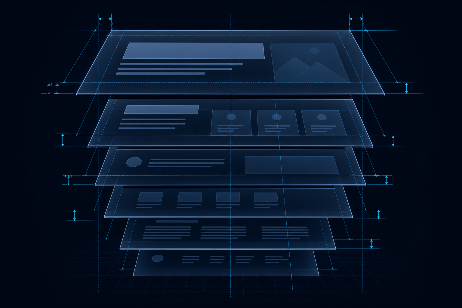 Layered content hierarchy showing intentional placement and typographic structure