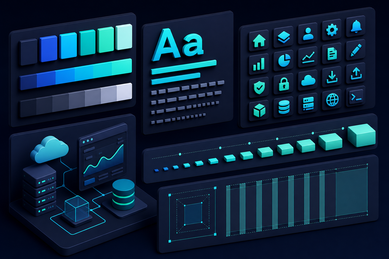 Visual identity system with color palettes, typography, and brand tokens for web