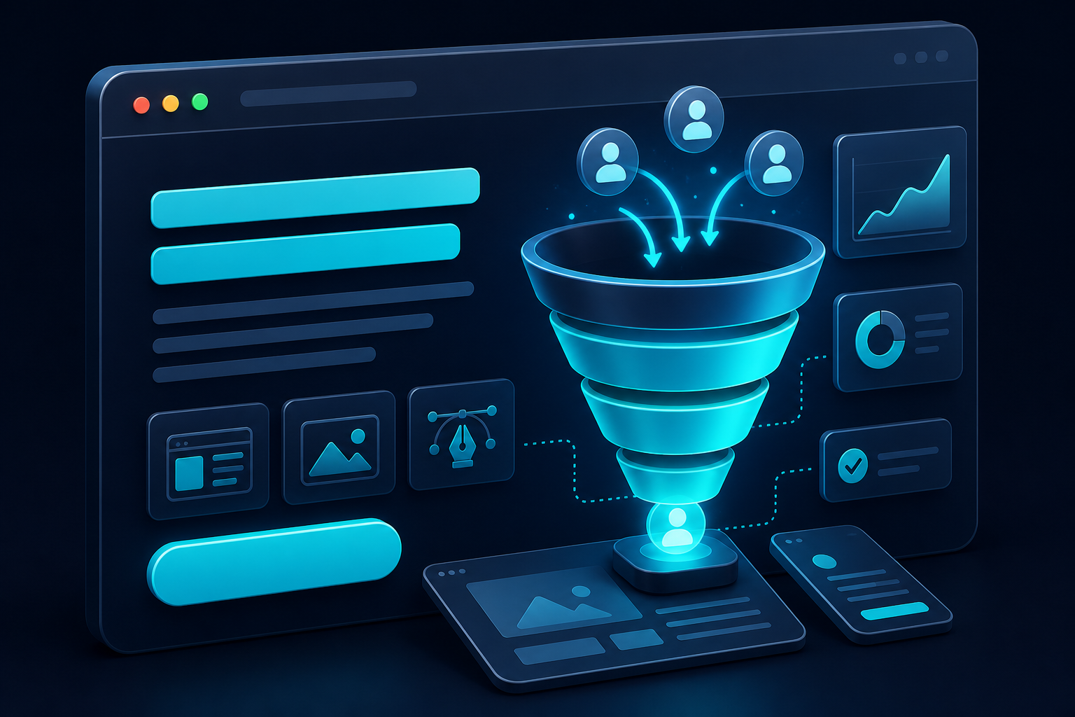 Landing page design with hero section and conversion pathways
